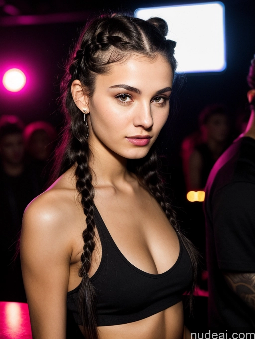 ai nude image of arafed woman with long hair in a black top and braids pics of Small Tits Beautiful Skinny 18 Black Hair Russian Close-up View Tank Top Braided Club Goth