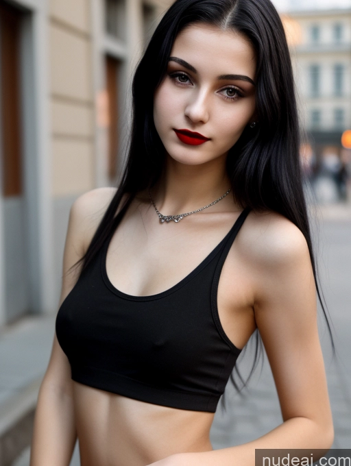 related ai porn images free for Small Tits Beautiful Lipstick Skinny 18 Black Hair Straight Russian Street Close-up View Goth Tank Top