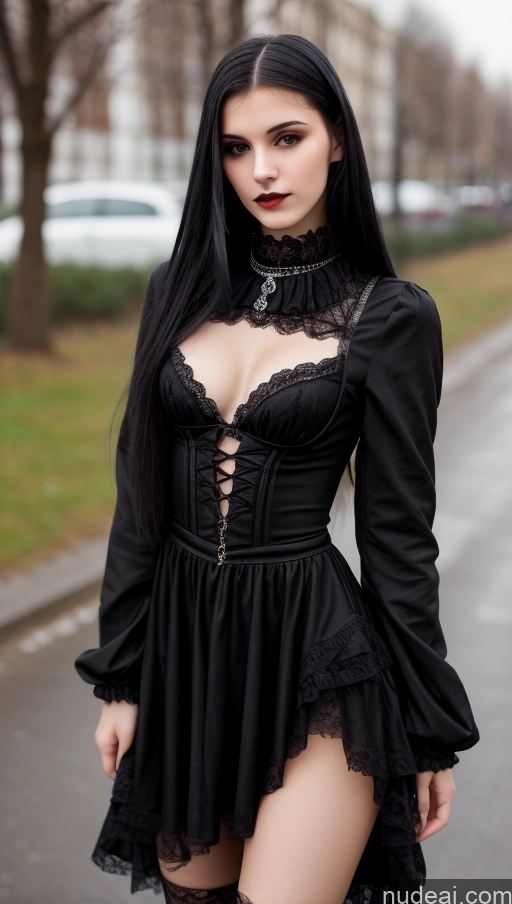 related ai porn images free for Small Tits Beautiful Skinny 18 Black Hair Straight Russian Goth Street Close-up View Dress