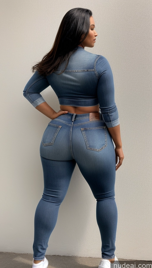 ai nude image of a woman in a blue jeanie pants and white sneakers pics of Athlete Big Hips Big Ass Jeans