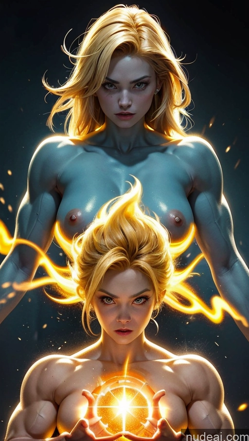 related ai porn images free for Several Surrealist Hell Bright Lighting Bodybuilder Abs Muscular Perfect Body Busty Powering Up Super Saiyan 3 Neon Lights Clothes: Yellow