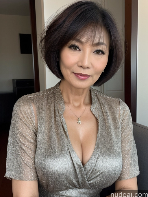 related ai porn images free for Milf Two Chinese Blouse Casual Stylish Cleavage Dark Lighting Detailed 60s Sexy Face Short Hair