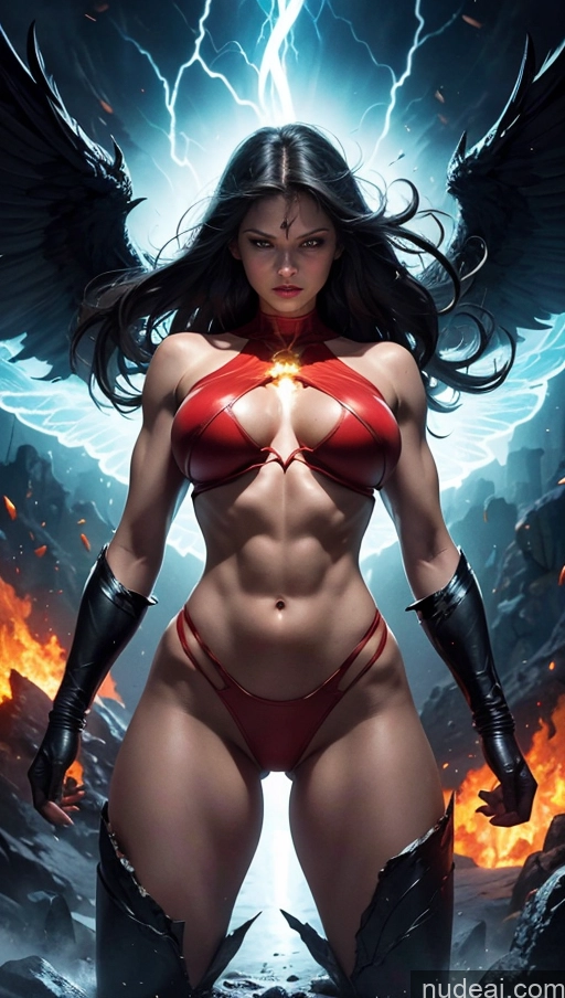 related ai porn images free for Several Busty Muscular Abs Perfect Body Bright Lighting Surrealist Hell Superhero Superheroine Dynamic View Powering Up