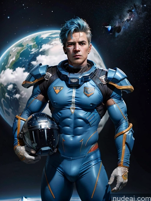 related ai porn images free for American Football Space Suit Mech Suit Blue Hair Stargazing Bodybuilder Sci-fi Armor