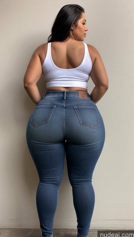 ai nude image of a close up of a woman in a white top and jeans pics of Athlete Big Hips Big Ass Jeans