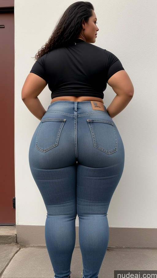 ai nude image of araffe butt - bari woman in jeans standing in front of a building pics of Athlete Big Hips Big Ass Jeans