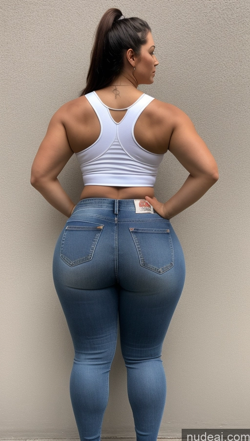 ai nude image of araffe butt lifter in a white tank top and jeans pics of Athlete Big Hips Big Ass Jeans