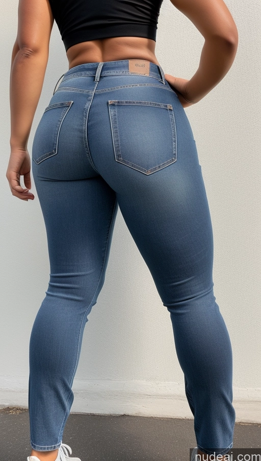 ai nude image of a close up of a woman in jeans and sneakers standing on a skateboard pics of Athlete Big Hips Big Ass Jeans