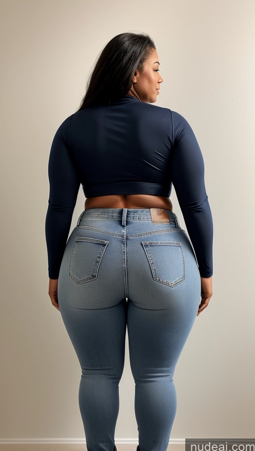 ai nude image of araffe woman in a black top and jeans standing in a room pics of Athlete Big Hips Big Ass Jeans