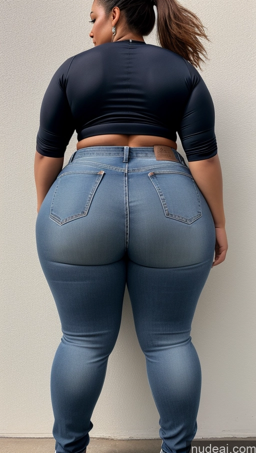 ai nude image of a close up of a woman in a black top and jeans pics of Athlete Big Hips Big Ass Jeans