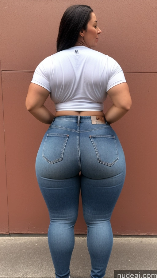 ai nude image of araffe butt lifter in jeans and heels standing against a wall pics of Athlete Big Hips Big Ass Jeans