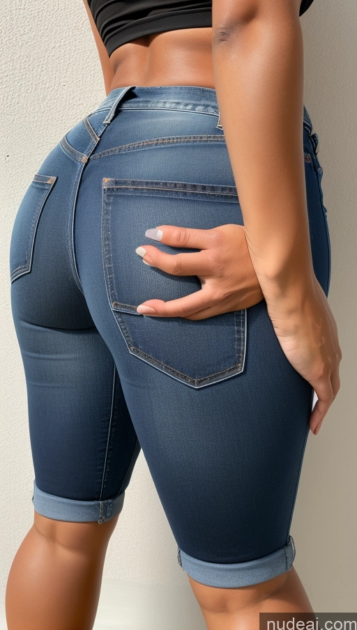 ai nude image of araffe butt of a woman in a black top and blue jeans pics of Athlete Big Hips Big Ass Jeans