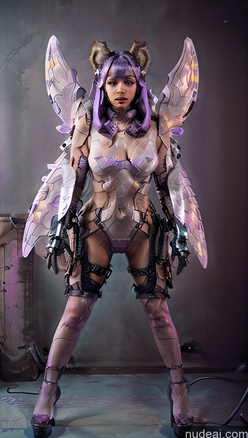 ai nude image of araffe dressed in a costume with wings and a purple wig pics of Perfect Boobs Beautiful Big Ass Chubby 30s Seductive Bangs Strip Club Nude Stockings Topless Detailed Futuristic Dynamic View Microkini Police Model Purple Hair Made Of Fractals Fur Mecha Armor Has Wings