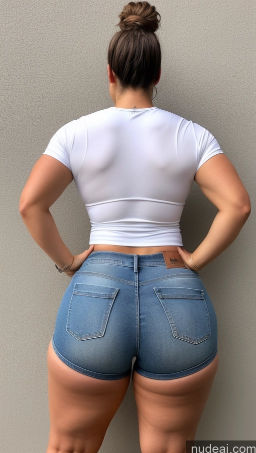 ai nude image of araffe butt of a woman in a white shirt and jeans pics of Athlete Big Hips Big Ass Jeans Short Shorts