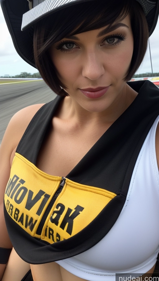 related ai porn images free for Fallout Perfect Boobs Close-up View Hat Black Hair Short Hair Dutch Race Driver Cleavage