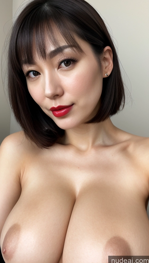 related ai porn images free for Woman One Huge Boobs Beautiful Lipstick Fairer Skin 30s Close-up View Black Hair Japanese Bobcut