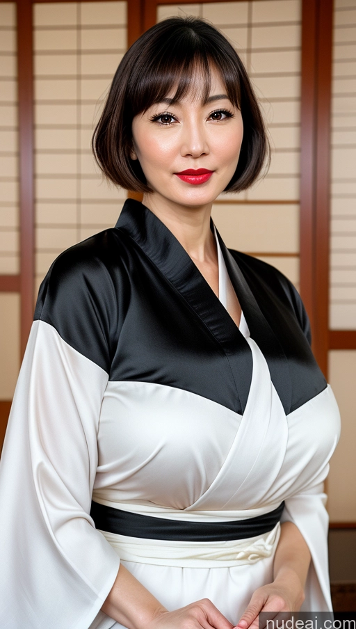 related ai porn images free for One Huge Boobs Beautiful Lipstick Fairer Skin Close-up View Japanese Bobcut Woman 40s Kimono Black Hair