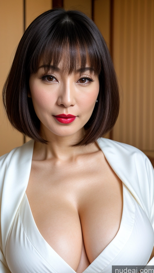 related ai porn images free for One Huge Boobs Beautiful Lipstick Fairer Skin Close-up View Japanese Bobcut Woman 40s Kimono Black Hair