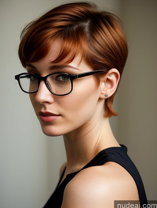 related ai porn images free for Woman Skinny 18 Seductive Ginger Short Hair Front View Jumpsuit Detailed Glasses Two British