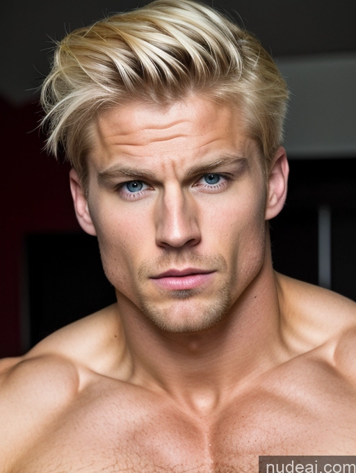 ai nude image of blond man with blue eyes and no shirt posing for a picture pics of Huge Boobs Beautiful Muscular Abs Long Legs Tall Perfect Body Pubic Hair 30s Angry Blonde Bangs Scandinavian Skinny Detailed Bodybuilder