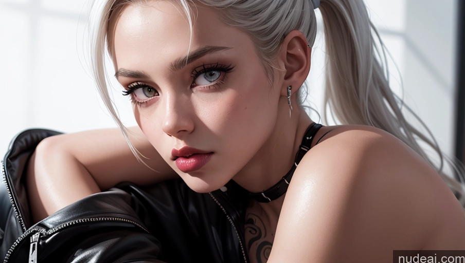 ai nude image of blond woman with long hair and piercings posing for a picture pics of Woman One Perfect Boobs Beautiful Tattoos Perfect Body 18 White Hair Ponytail Cumshot Nude Goth Pouting Lips