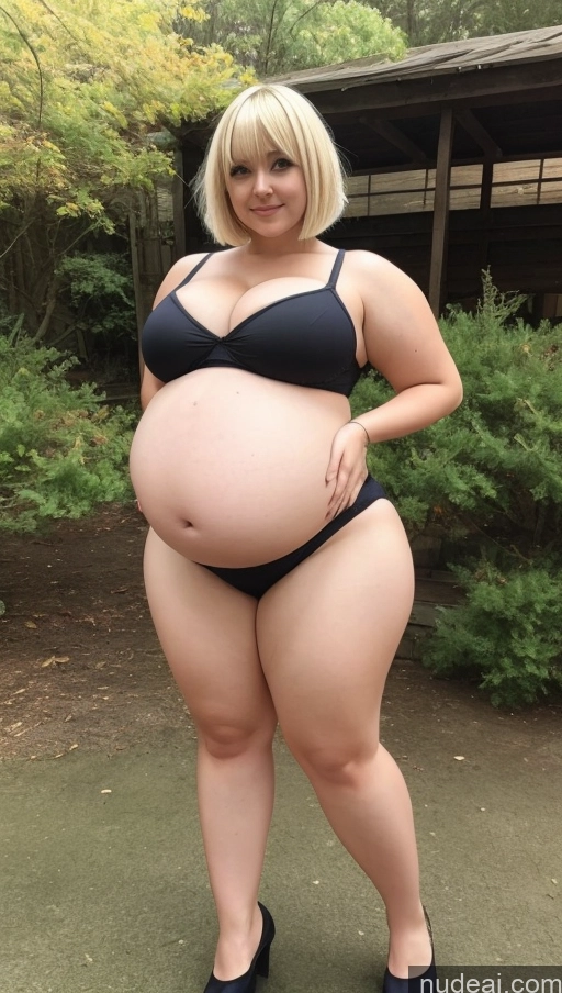 ai nude image of a pregnant woman in a black bikini posing for a picture pics of Huge Boobs Big Ass Thick Chubby Fat Short Short Hair Pregnant 18 Blonde Western Belly Inflation, Cuminflation, Overeating Big Hips Cosplay