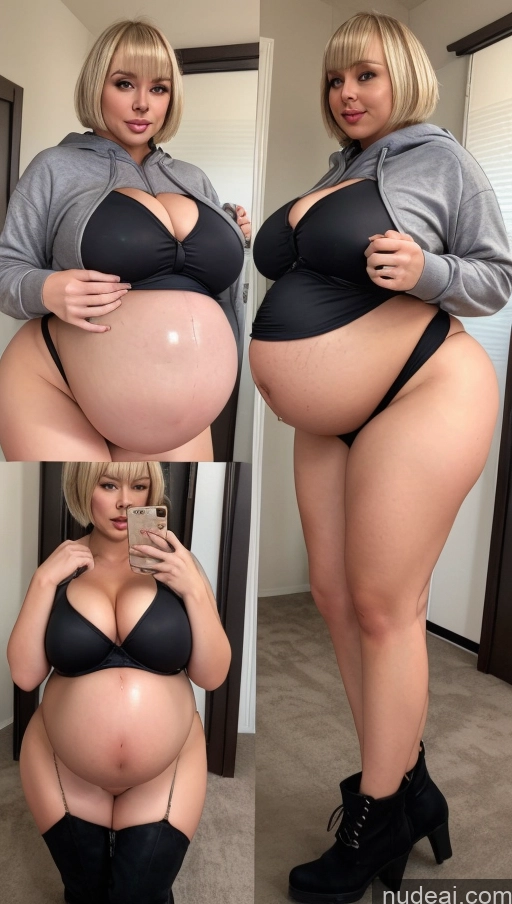 ai nude image of a close up of a woman in a black bra top and a black skirt pics of Huge Boobs Big Ass Thick Chubby Fat Short Short Hair Pregnant 18 Blonde Belly Inflation, Cuminflation, Overeating Big Hips Naked Hoodie 裸体卫衣 Boots Sexy Attire | Chic Lingerie