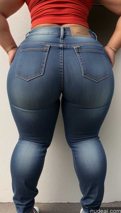 ai nude image of araffe butt of a woman in jeans and sneakers standing against a wall pics of Athlete Big Ass Big Hips Jeans