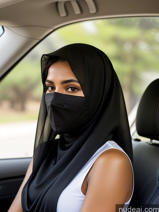 ai nude image of woman wearing a black veil sitting in a car pics of Miss Universe Model Short Tanned Skin 18 Serious Black Hair Long Hair Arabic Skin Detail (beta) Car Niqab Sari Detailed