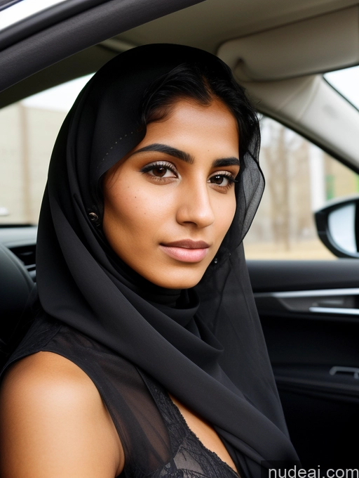 ai nude image of woman in black veil sitting in car with open window pics of Short Tanned Skin 18 Serious Black Hair Long Hair Arabic Skin Detail (beta) Car Niqab Sari Detailed Model