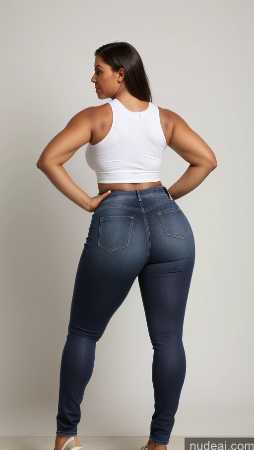 ai nude image of a woman in a white top and blue jeans is standing pics of Big Ass Big Hips Athlete Jeans