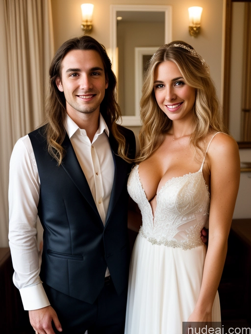 related ai porn images free for Small Tits Beautiful Skinny Long Hair 20s Serious Blonde White Soft + Warm Front View Wedding Cleavage Dark Lighting Detailed Woman + Man Two Happy