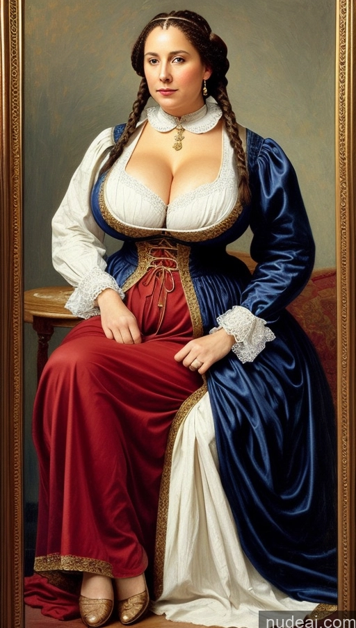 ai nude image of a close up of a woman in a blue and red dress pics of Milf Two Huge Boobs Perfect Boobs Big Ass Fat Long Legs Pubic Hair 50s Braided British Painting Front View Medieval Traditional Victorian Cleavage Hairy Women