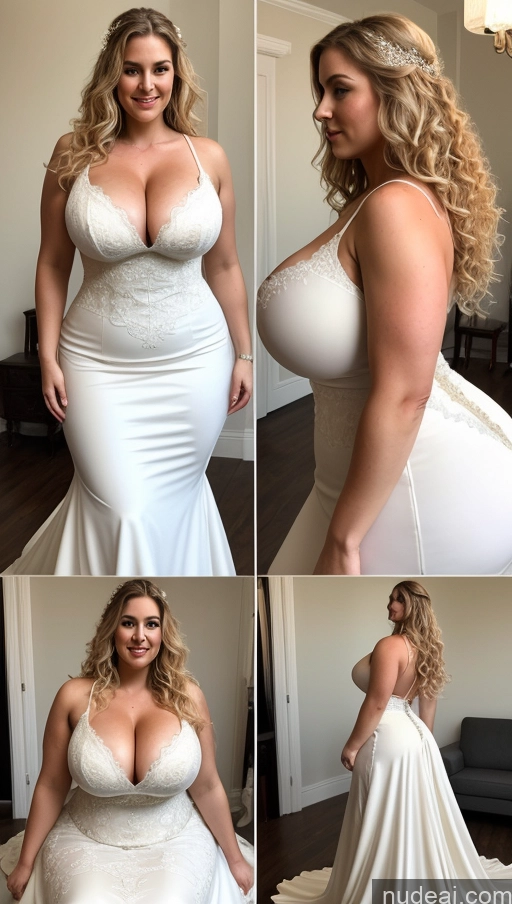 ai nude image of arafed woman in a white dress posing for a picture pics of Huge Boobs Big Ass Perfect Body Perfect Boobs Fairer Skin Curly Hair Thick Big Hips Pubic Hair Dress Oiled Body Wedding Victorian Blonde Working Out Chubby