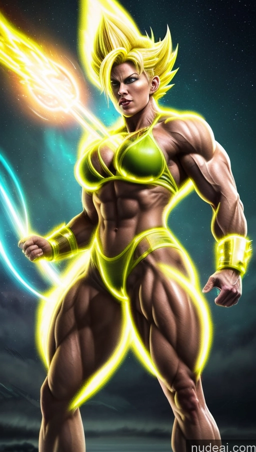 related ai porn images free for Several Bodybuilder Busty Muscular Abs Super Saiyan Super Saiyan 3 Surrealist Sci-fi Armor Neon Lights Clothes: Yellow Powering Up