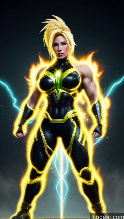 related ai porn images free for Several Bodybuilder Busty Muscular Abs Super Saiyan Super Saiyan 3 Surrealist Sci-fi Armor Neon Lights Clothes: Yellow Powering Up Battlefield Heat Vision