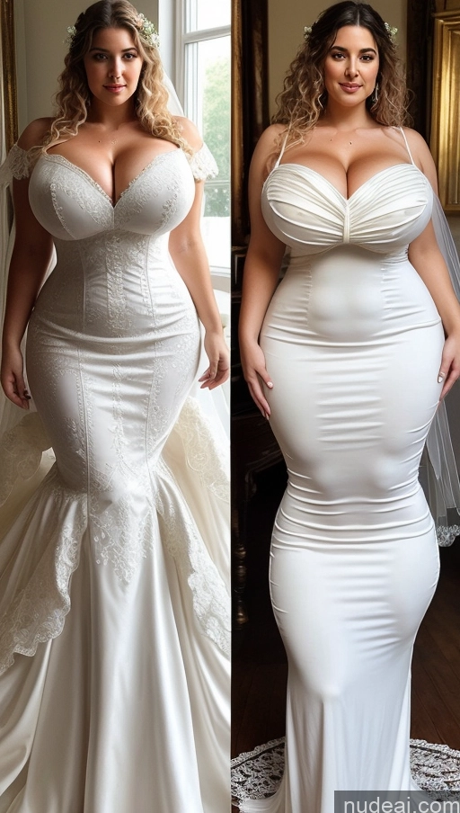 ai nude image of a woman in a white wedding dress before and after her wedding pics of Huge Boobs Perfect Boobs Big Ass Thick Big Hips Perfect Body Fairer Skin Curly Hair French Dress Wedding Victorian