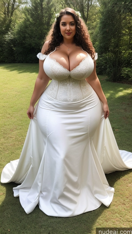 ai nude image of a woman in a white dress posing for a picture in a field pics of Huge Boobs Perfect Boobs Big Ass Thick Big Hips Perfect Body Fairer Skin Curly Hair Dress Wedding Victorian One Cleavage Italian