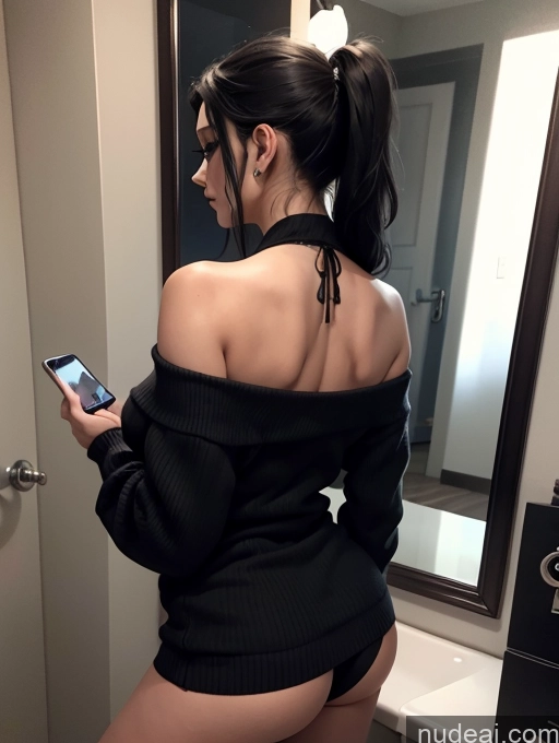 related ai porn images free for Woman One Huge Boobs Skinny Black Hair Long Hair Serious Mirror Selfie Bathroom Close-up View Goth Dark Lighting Sweater Genshin-ganyu, Bare Shoulders