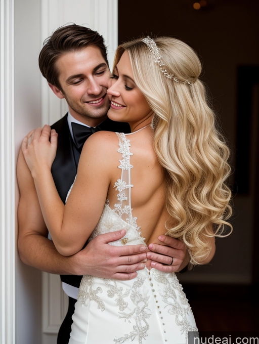 related ai porn images free for Woman + Man Two Small Tits Beautiful Skinny Long Hair 40s Happy Serious Blonde White Soft + Warm Wedding Cleavage Dark Lighting Detailed Back View