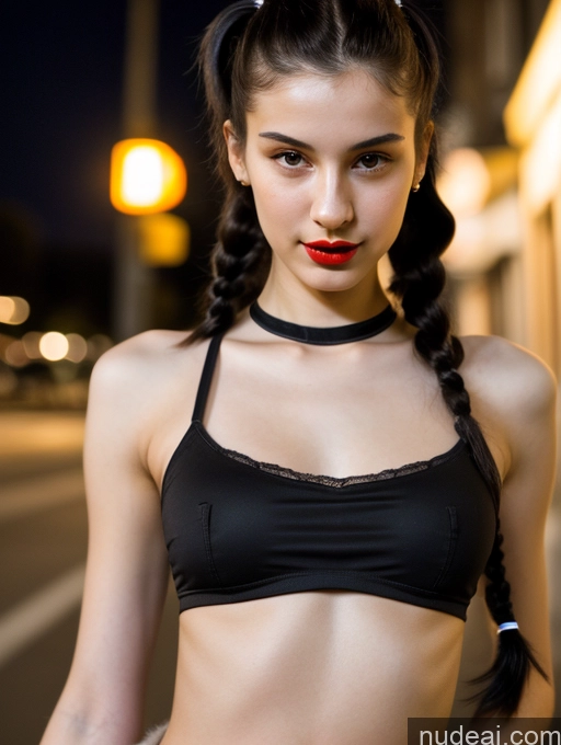 related ai porn images free for Small Tits Beautiful Lipstick Skinny 18 Black Hair Russian Close-up View Model Dark Lighting Pigtails Crop Top Street