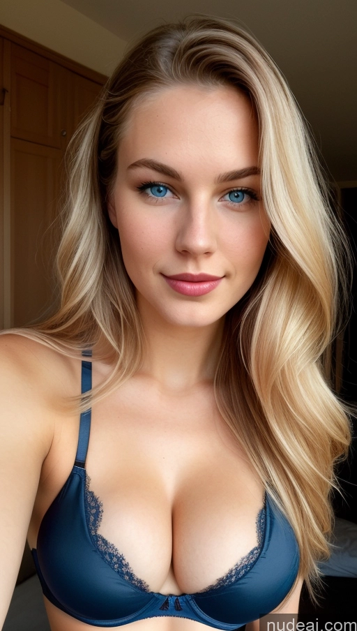 ai nude image of arafed woman with blue eyes and a blue bra is posing for a picture pics of Beautiful Lipstick Perfect Boobs Perfect Body 18 Sexy Face Skinny Push-up Bra Scandinavian Busty