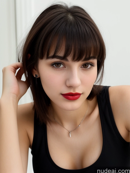 related ai porn images free for Small Tits Beautiful Skinny 18 Lipstick Black Hair Russian Close-up View Tank Top Bangs