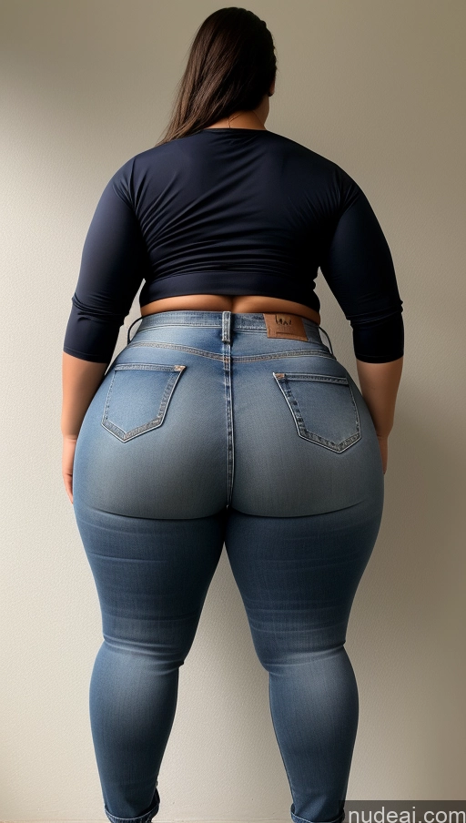 ai nude image of araffed woman in jeans and heels standing against a wall pics of Athlete Big Ass Big Hips Jeans