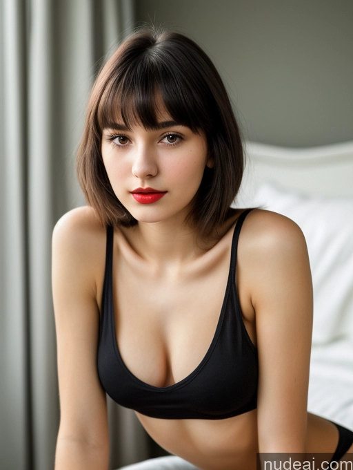 related ai porn images free for Small Tits Beautiful Skinny 18 Lipstick Black Hair Russian Close-up View Tank Top Bangs