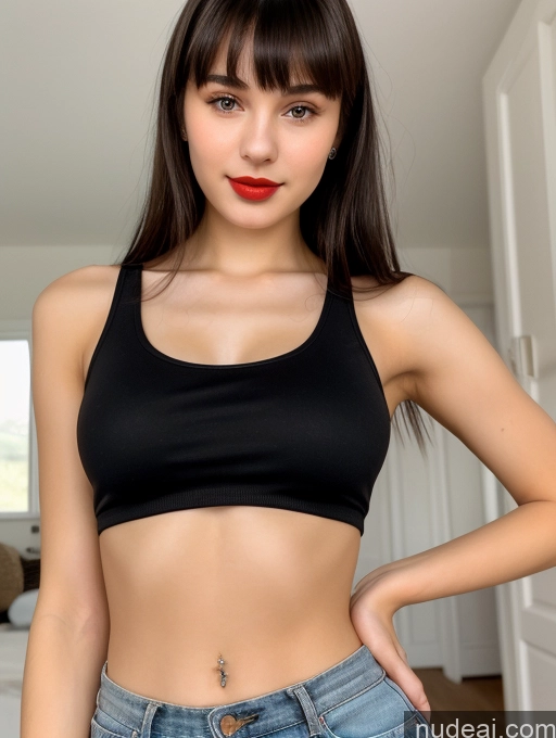 related ai porn images free for Small Tits Beautiful Skinny 18 Lipstick Black Hair Russian Close-up View Tank Top Bangs