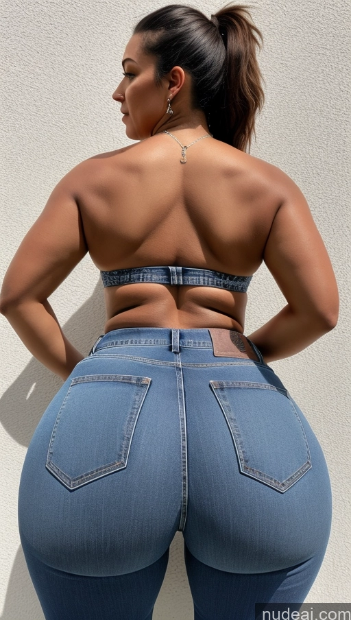 ai nude image of a close up of a woman in a blue jeanie top and jeans pics of Athlete Big Ass Big Hips Jeans