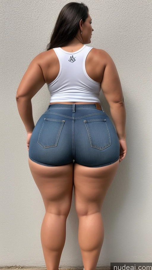 ai nude image of araffe butt of a woman in a white tank top and jeans pics of Athlete Big Ass Big Hips Jeans Short Shorts