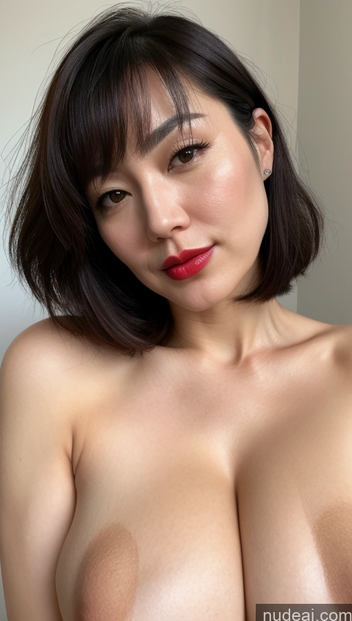 related ai porn images free for One Huge Boobs Beautiful Close-up View Black Hair Japanese Lipstick Fairer Skin Woman Bobcut 40s