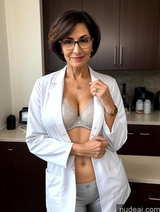 related ai porn images free for Milf Two Perfect Boobs Beautiful Glasses Perfect Body 70s Sexy Face Short Hair Bra Casual Doctor Lab Coat Cleavage Dark Lighting Detailed Arabic